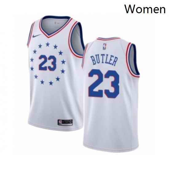 Womens Nike Philadelphia 76ers 23 Jimmy Butler White Swingman Jersey Earned Edition